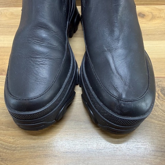Sorel Brex Chelsea Boots Womens 8 Black Leather Waterproof Chunky - Picture 4 of 11